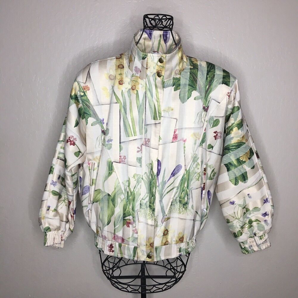 Ribbons Distinctive Weekend Wear Floral Jacket Womens Size M Made In Canada